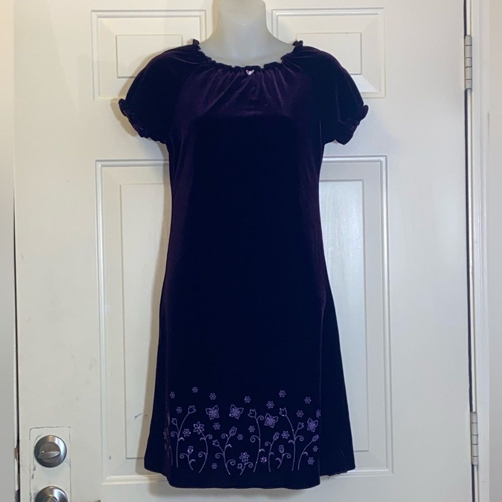 Vintage Handmade Womens Dress Burgundy Velvet Size S Approximately S - Picture 2 of 16